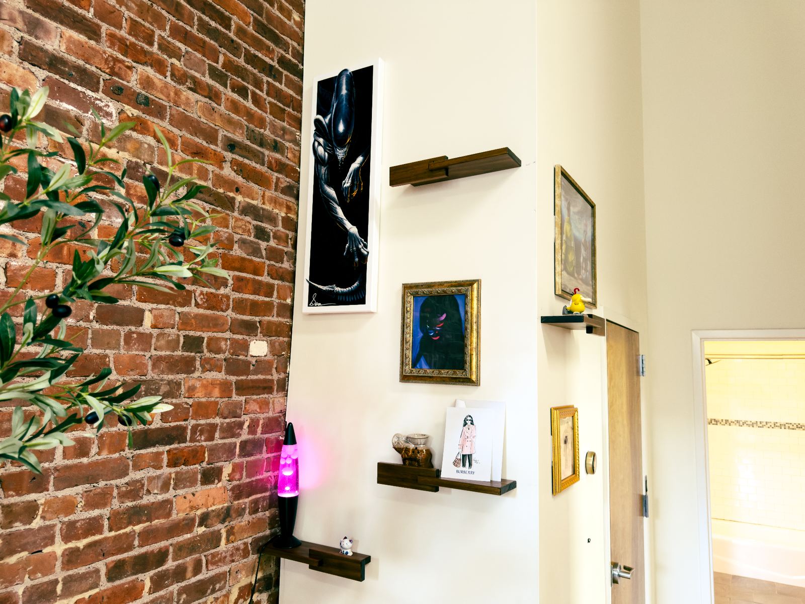 Curated gallery wall with vintage art