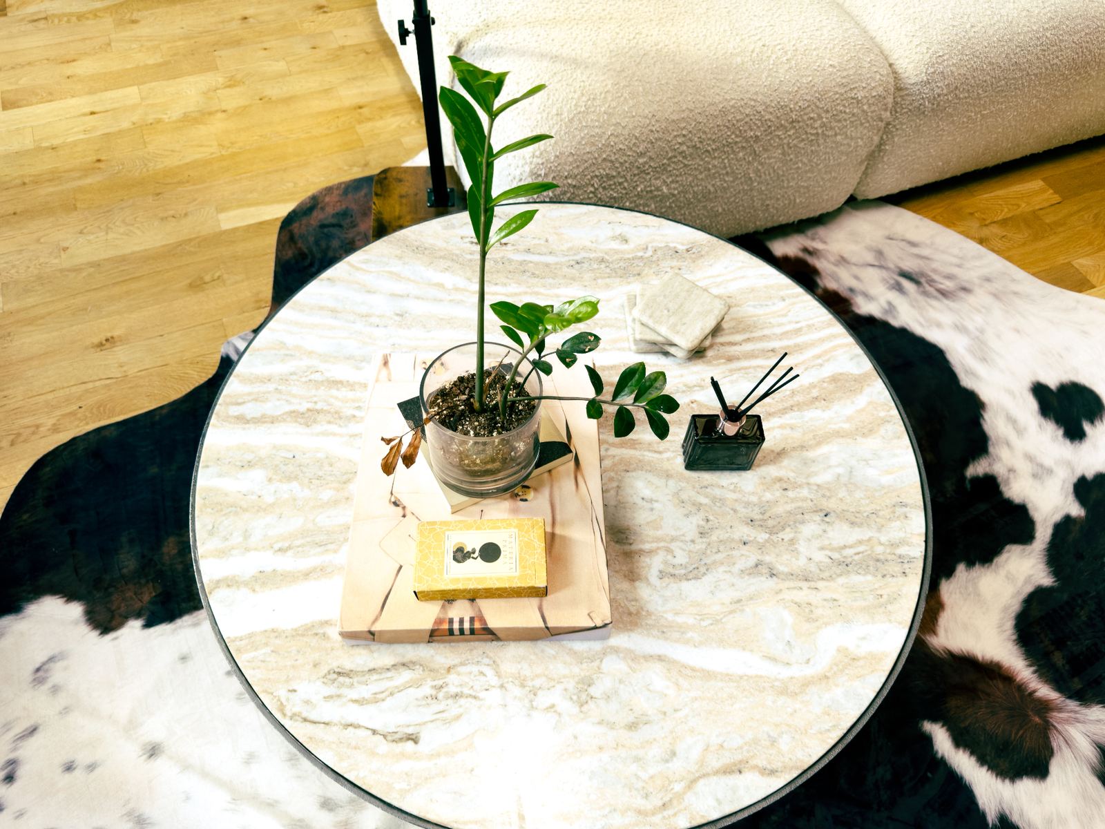 Marble coffee table styling detail